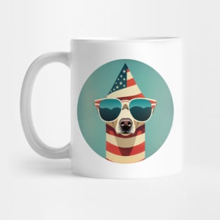 Funny Dog With Sunglasses and American Flag Mug